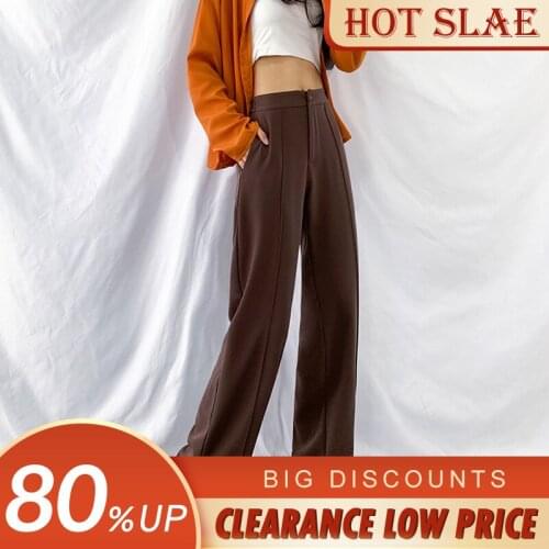 Woman Pants Wide Leg Drape Texture Solid High Waist Pants Black Fashion Casual Cotton Mopping Thin Trousers Female Spring 2021