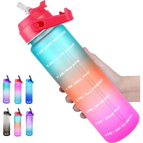Quifit 1L Water Bottle With Straw Tritan BPA Free Sports Outdoor Camping Cup 32OZ Drinking Bottles Wide Mouth Leakproof