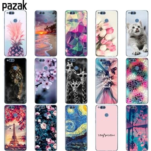 Case for honor 7X case coque soft tpu silicon phone cover on for huawei honor 7X copa bumper shockproof fundas flowers cute