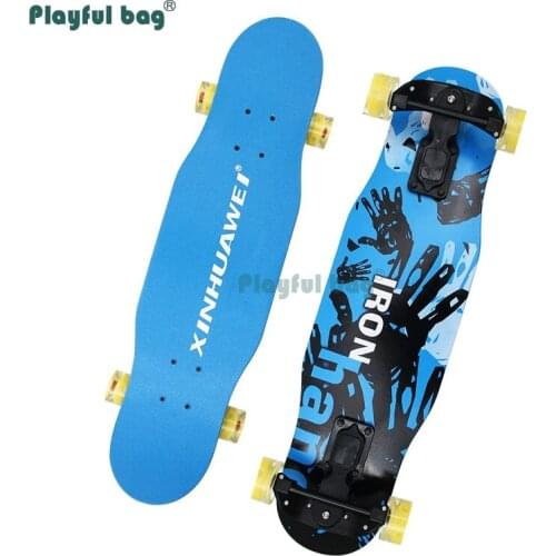 Playful Bag 79CM Four-Wheel Skateboard Durable maple Double Rocker skateboard Flashing Wheels Toys Long Board MA23