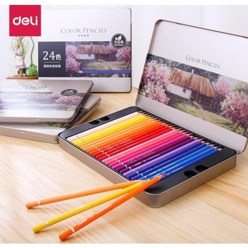 Deli 24/36/48/72 Colors Professional Oil Color Pencils Coloured Drawing Pencil Set Art Supplies For Artist Drawing Manga Design