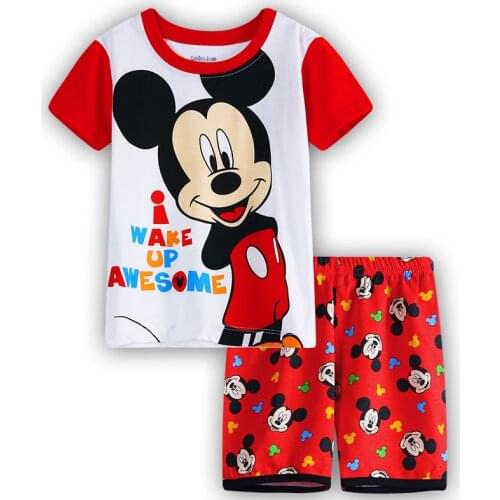 Kids Mickey Pajamas Boys Girls Pyjamas New Summer Cotton Kids Minnie Clothes Set Short Sleeve Clothes Sets Childrens Sleepwear