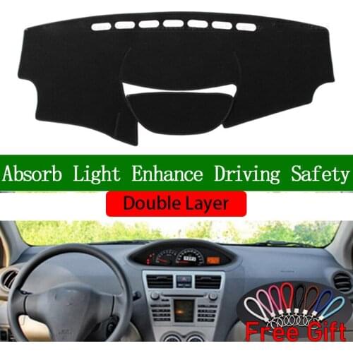 Double Layer Car Stickers For Toyota vios 2008 2009 2010 2011 2012 2013 Dashboard Cover Car Accessories Anti-UV Car Decals