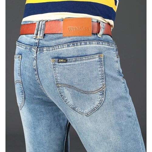 2021 Men Business Jeans Classic Four seasons Male Cotton Straight Stretch Brand Denim Pants Summer Overalls Slim Fit Trousers