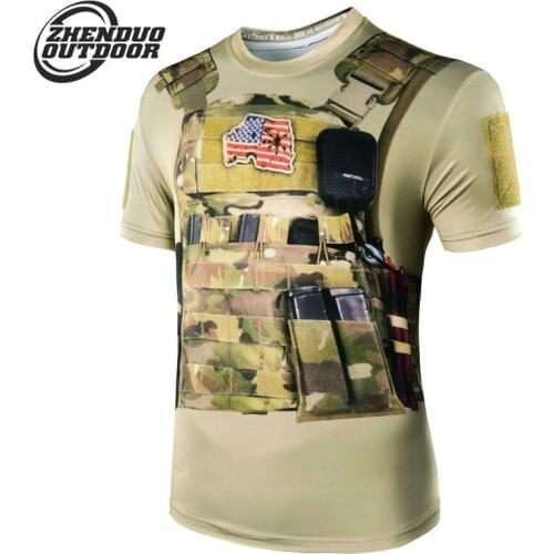 Outdoor sports recreational cycling elastic quick-drying tights army fan training 3D camouflage short-sleeved T-shirt