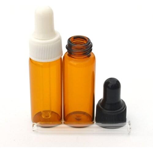 30pcs Amber 5ml Glass Dropper Bottle Sample Vial For Essential Oil Perfume Tiny Portable Bottle Free Shipping