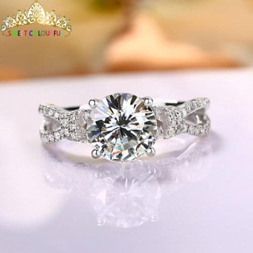 100% 18K Gold ring 1ct D color VVS Moissanite Diamond Ring Wedding ring With national certificate D07