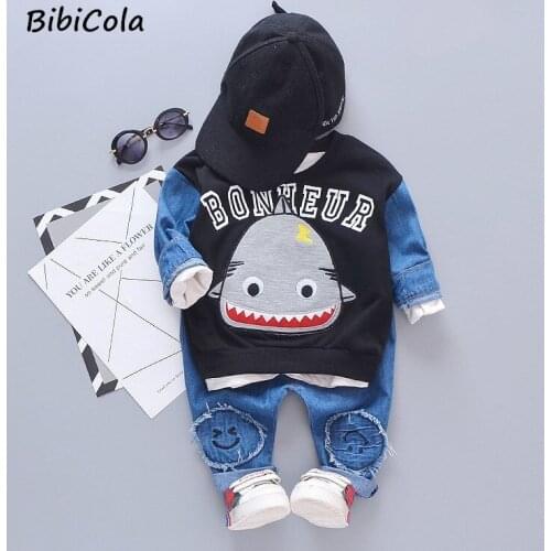 Baby Clothes Set Spring Autumn Fashoin Cotton Tops+denim Pants 2 Pcs Kids Boys Jogging Set For Infant Boys Tracksuit