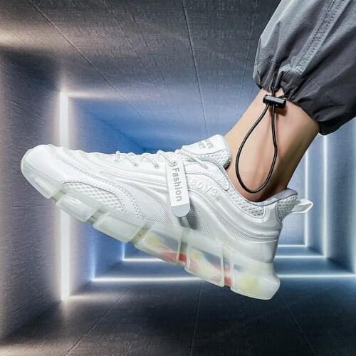 Summer Mens Fashion Casual Sports Shoes Comfortable Running Shoes Breathable Knitted Surface Wear Popcorn Soles Man Sneakers