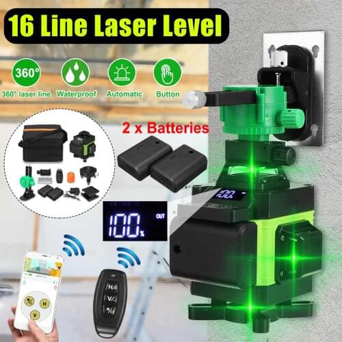 ZEAST 16 Lines 4D Laser Level Green Laser Line Self Leveling Horizontal Lines & 360 Degree Vertical Cross with 2Pcs Battery
