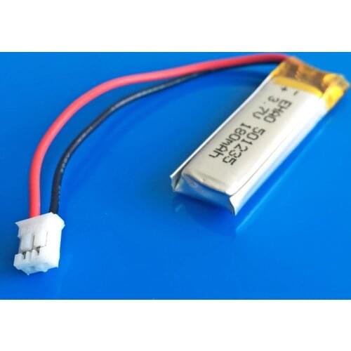 3.7V 180mAh Lithium Polymer Rechargeable Lipo Battery JST PH 2.0mm 2pin connector for MP3 bluetooth headset video pen 501235