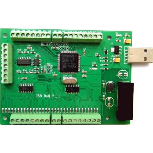 Mini USB DAQ Data Acquisition Module 16-ch Analog ADC, 2AO 8DI 8DO, PWM input output, Counter, screw terminal