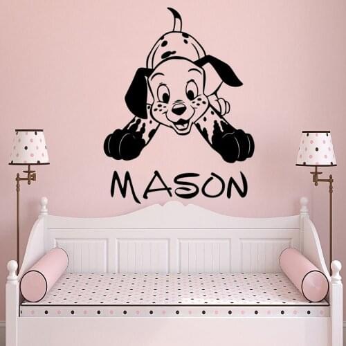 Custom Name Wall Decal Dalmatian Wall Sticker Vinyl Art Decorations for Home Kids Room Bedroom Nursery Decor Decals HY1378