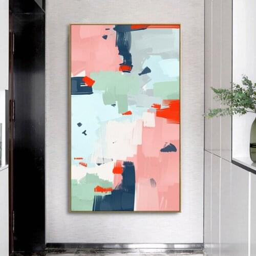 Poster Nordic Style Abstract Watercolor Blocks Wall Pictures for Living Room Oil Painting Printed on Canvas Cuadros Home Decor
