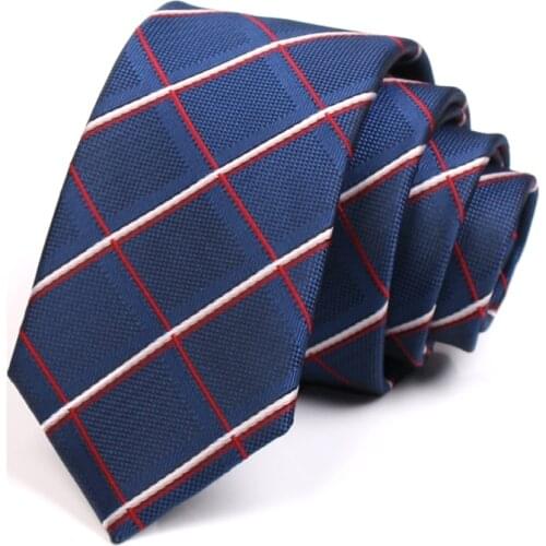 New Arrivals Men‘s 6CM Plaid Tie High Quality Fashion Formal Ties for Men Business Work Necktie Male Classical Blue Neck Tie