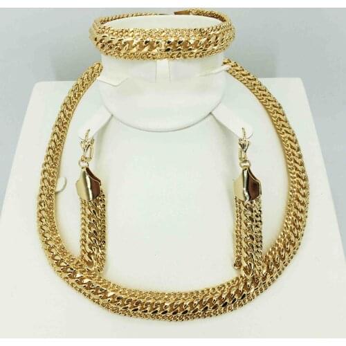 Wholesale fashion jewelry set wedding bridal party 24K gold exquisite set African women necklace earring Gift set