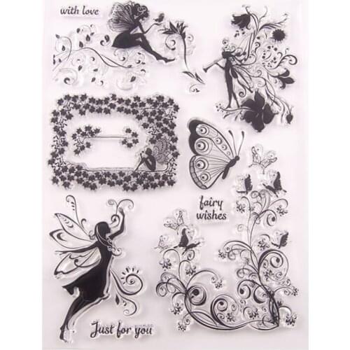 Transparent Clear Silicone Stamp Seal Butterfly Fairy DIY Scrapbook Rubber Stencil Coloring Diary Decor Office School Supplies