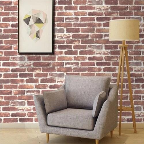 Rustic Vintage 3D Faux Brick Wallpaper Roll Vinyl PVC Retro Industrial Loft Wall Paper Red Black Grey Yellow Washable