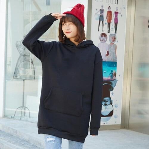 Streetwear Slim Woman Hoodie Harajuku Outdoor Wear Hooded Clothes Korea Style Big Size X-Long Female Hooded Tops Sweatshirt