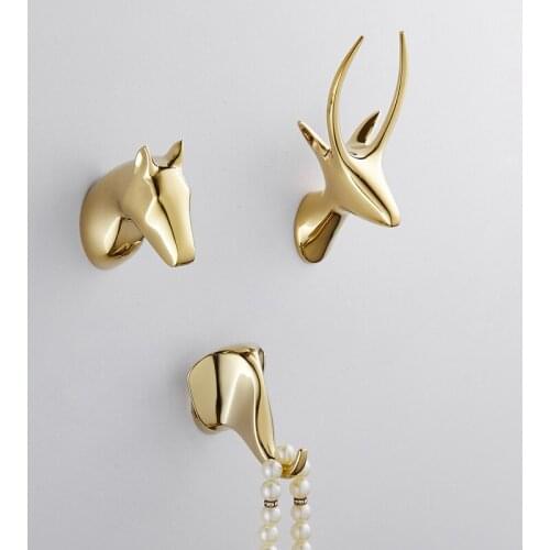 Bathroom Robe Gold Hooks Clothes Hooks Wall Mounted Creative Animal Hook Clothes Rack Key Hanger Bath Hardware Accessory
