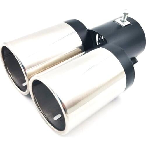 Inner 62mm Car Stainless Steel Exhaust Pipe Chrome Muffler Tip Tail Y-Pipe Dual Pipes