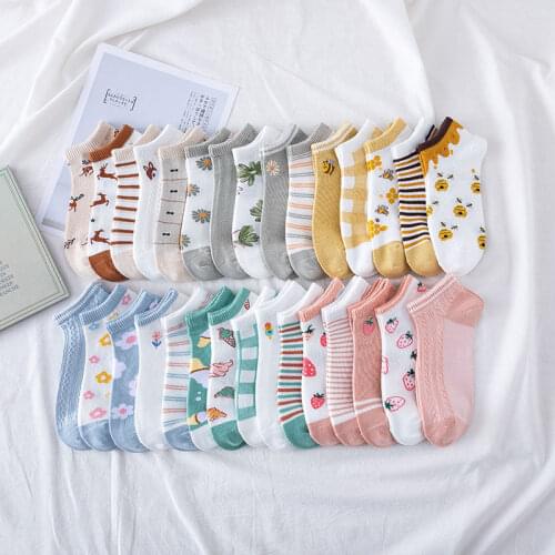2021 Spring and Summer New Womens Socks Bright Color Series Fruit Floret College Sailboat Socks Cotton Socks Embroidered Socks