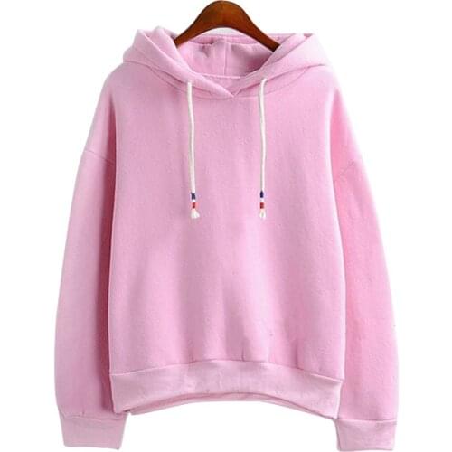 Women Hoodies Sweatshirts New Hot Sale Candy 10 Color Long Sleeved Thick Casual All-match Solid Leisure Hooded Hoodie Loose Tops