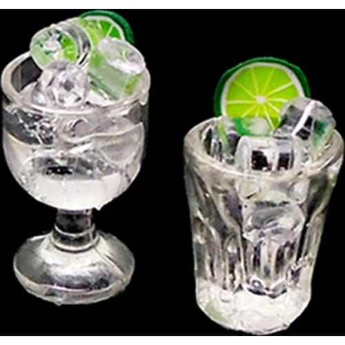 1:12 Resin Doll House Decor Mini Glass Cup + Ice Cube Simulation Goblet Cup Model Toy Dollhouse Toy Model Miniature Food