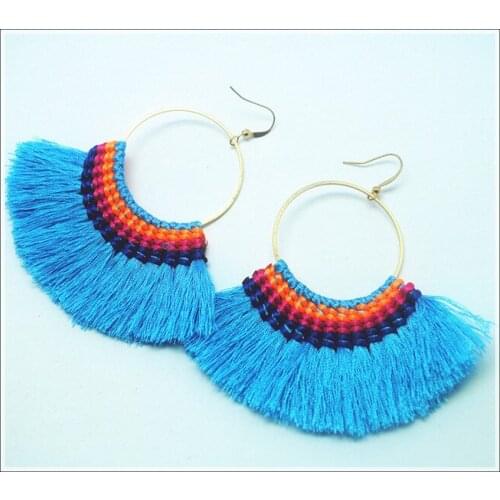 1 Pairs Charms womens earring new tassels ethnic style volk shape size 27mm length many colors available