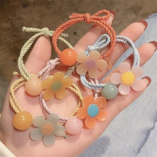 1PCS Beautiful Girl Hair Rope Cute Color Hair Rope Womens Korean Elastic Rubber Band Tie Flowers Fresh Headdress Accessories