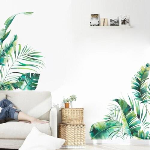 1PC Tropical Plant Leaf Decal Removable PVC Adhesive Living Room Bedroom Wall Sticker Home Decoration Stickers Posters