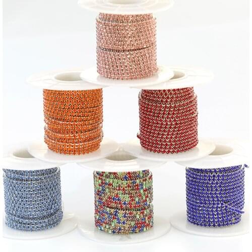 1 Yards Rhinestone Chain Flat Back Silver Claw Rhinestone Trim Crystal For DIY Hand-Stitched Trim Applique Needlework Decoratio