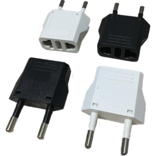 100pcs EU KR Travel Plug 2 Pin US To EU KR Euro European Germany Travel Plug Adapters Outlet Power Cord Cable Electrical Socket