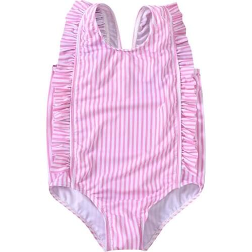 2021 Summer Baby Kids Girls Striped Print One Piece Bathing Suit Swimwear Swimsuit Kids Swimwear For Girls Купальник Для Девочек