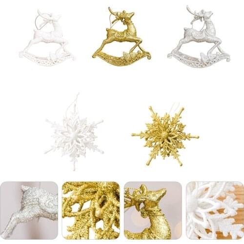 5Pcs Snowflakes Deer Hanging Home Decor Christmas Tree Party Accessories