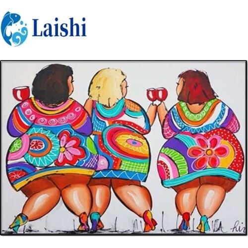 5D DIY Graffiti art, a group of fat ladies are drinking wine Diamond painting mosaic cross stitch mosaic full drill home decor