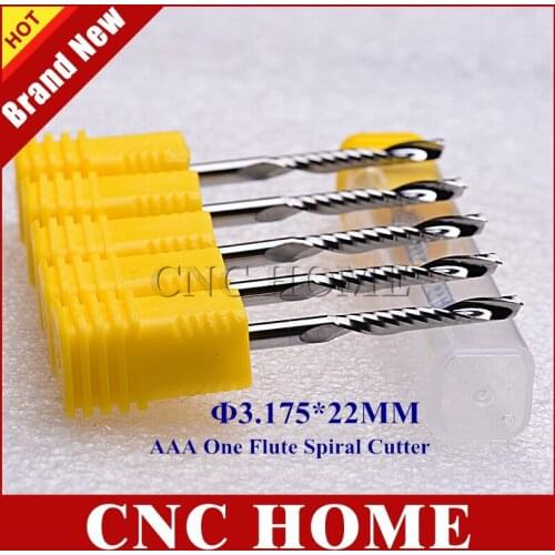 AAA 10pcs 3.175x22mm 1 Flute Single flute Carbide Mill Spiral Wood CNC Router Bits Cutting Tools CNC Machine Engraving Bit