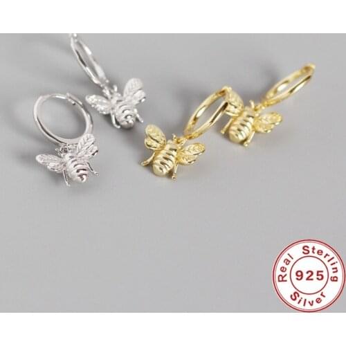 Aide Cute Tiny Bee Earrings 925 Sterling Silver Earrings for Women Insect Honey Bee Stud Earring Cartilage Lady Fashion Jewelry