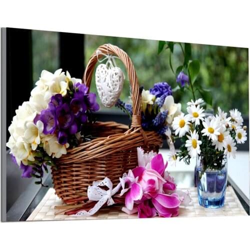 5D Diamond Painting Flowers DIY Diamond Embroidery Lilac Flowers Basket Mosaic Garden Full Round Drill Painting by Numbers
