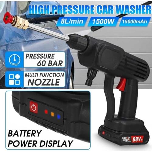 15000mAh Cordless High Pressure Washer Spray Water Gun Car Wash Pressure Water Nozzle Cleaning Machine for Makita 18V Battery