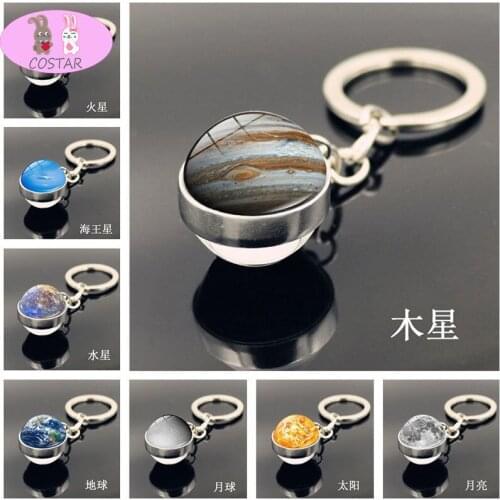 COSTAR Milky Way Solar System Planetary Satellite Keychain Pendant Moon Earth Mars Jupiter Glass Ball Pendant Keychain