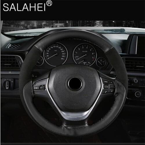 Car Steering Wheel Cover Breathable Anti Slip Suede Steering Covers Auto protective Hand-stitched steering wheel cover Styling