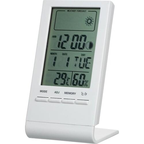Mini Digital Thermometer Indoor Hygrometer Room Temperature Humidity Meter Gauge Clock Weather Forecast Max Min Value Display