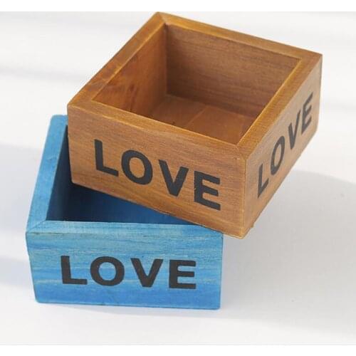 Balcony Retro Style Wood Succulent Plant Square Flower Pot Planter Handmade