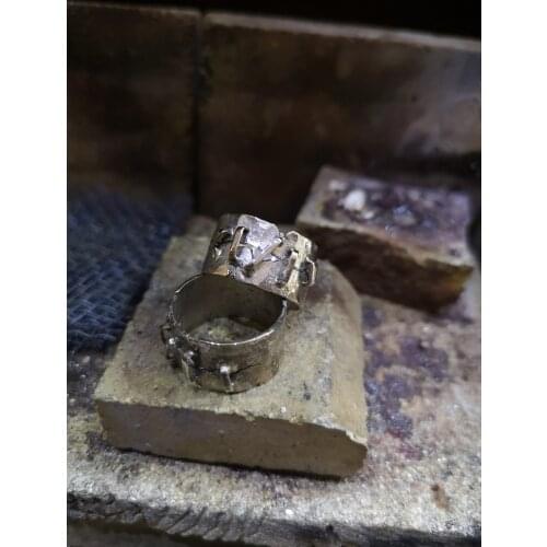 925 STERLING SILVER MASTER İŞİ DİKİŞLİ DOUBLE WEDDING RING