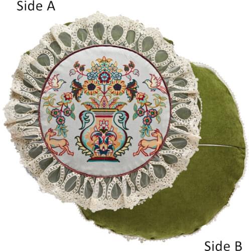 Elegant Lace Flannel Christmas Lumbar Pillow hugs Cases Pillow Covers Decorative Round Pillowcase 40*40