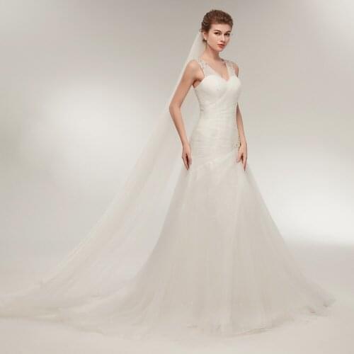 Elegant White Tulle Bridal Dress Sweetheart Neckline Wedding Gown Pleat Ruffles Sequin Beaded A Line Wedding Party Dresses