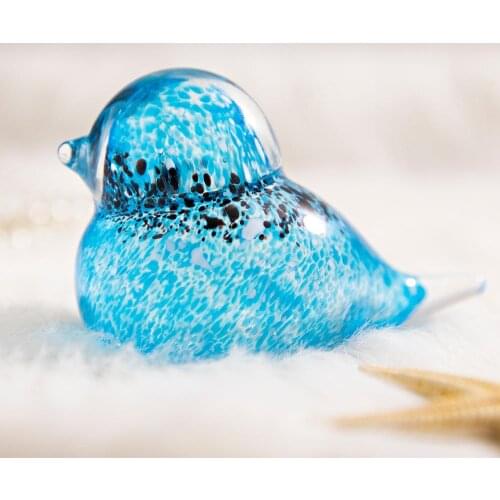 H&D Handmade Blue Bird Figurine Murano Style Glass Blown Art Animal Sculpture Showpiece Home Decor Paper Weight Gift Collection