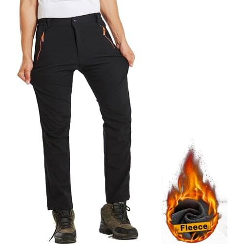 Fleece Soft Shell Hiking Pants Men Waterproof Windproof Warm Skiing PantsTrekking Fishing Camping Climbing Outdoor Trousers