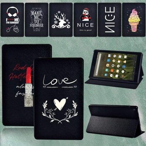 For Amazon Fire HD 8 6th 7th 8th 10th/HD 8 Plus/Fire 7 5th 7th 9th/HD 10 5th 7th 9th Leather Tablet Cover Case + Free Stylus